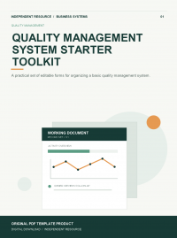 Original product cover for Quality Management System Starter Toolkit