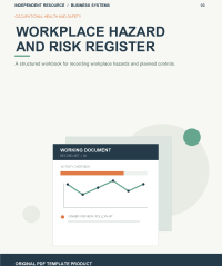 Original product cover for Workplace Hazard and Risk Register