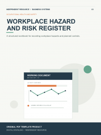 Original product cover for Workplace Hazard and Risk Register