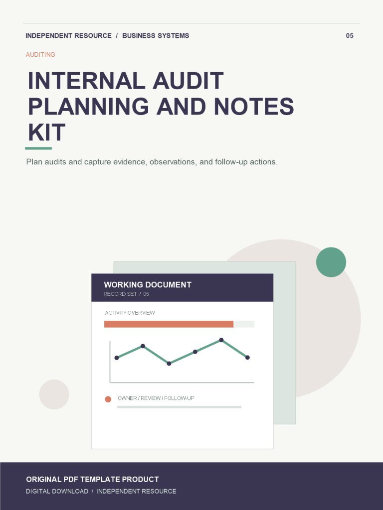 Original product cover for Internal Audit Planning and Notes Kit
