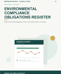 Original product cover for Environmental Compliance Obligations Register