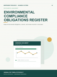 Original product cover for Environmental Compliance Obligations Register