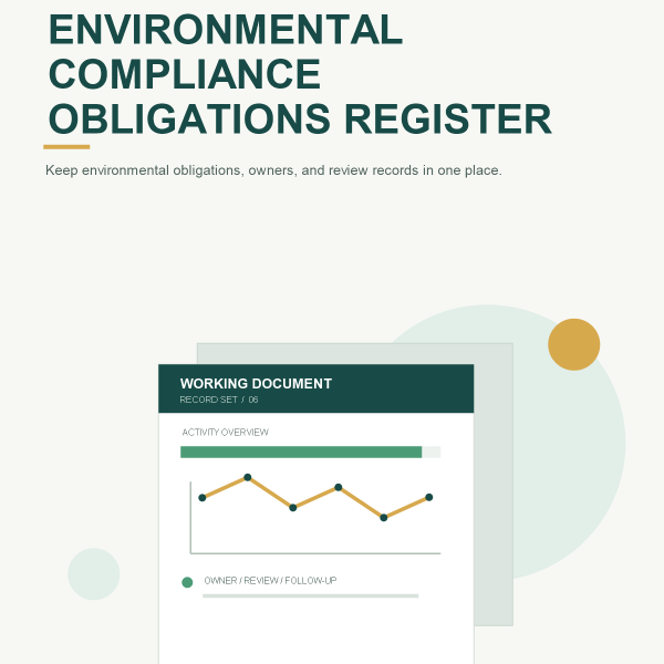 Original product cover for Environmental Compliance Obligations Register