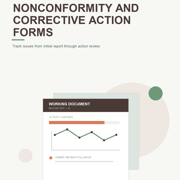 Original product cover for Nonconformity and Corrective Action Forms