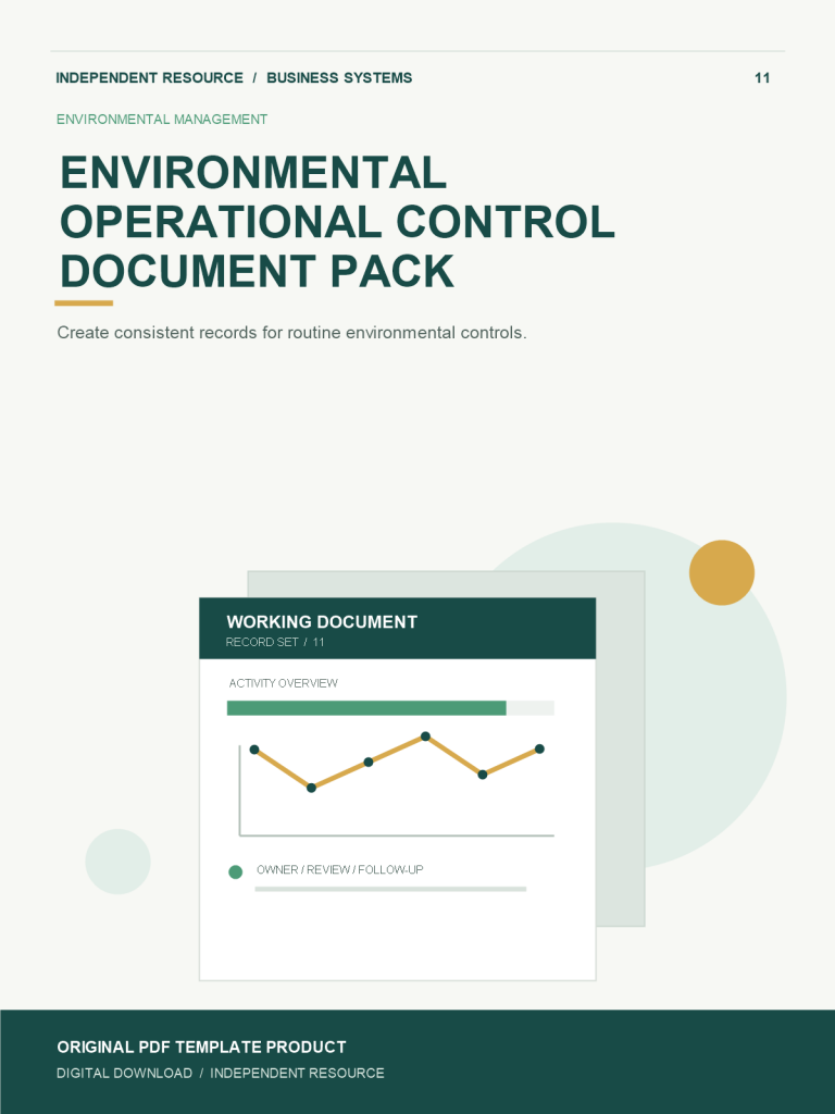 Original product cover for Environmental Operational Control Document Pack