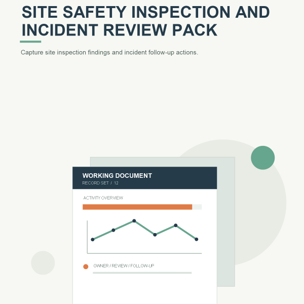 Original product cover for Site Safety Inspection and Incident Review Pack